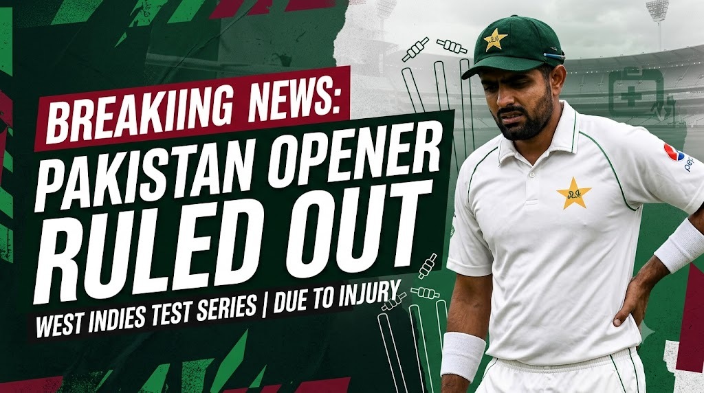 Pakistan Opener Ruled Out of West Indies Test Series Due to Injury Pakistan Opener Ruled Out of West Indies Test Series Due to Injury